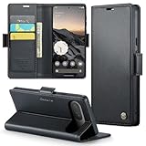 Google Pixel 10 / 10 Pro ケース 手帳型 財布型 カードポケット付き ピクセル10 / 10 Pro 用 携帯カバー カード収納 Uovon スマホケース 高級レザー 耐衝撃 全面保護 スタンド機能 ストラップホール付き マグネット式 · ブラック