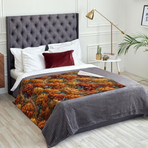 Jeté de lit douillet automne orange pour des soirées chaleureuses