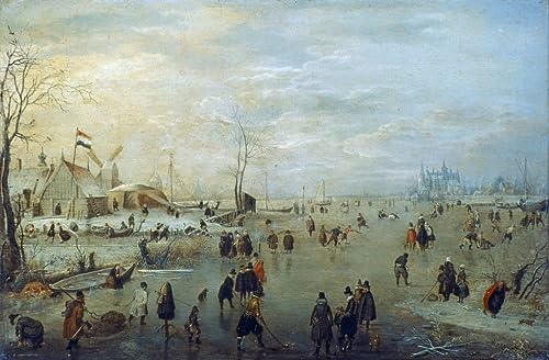 Lienzo de pintura mural con paisaje de invierno Hendrick Avercamp: decoración de pared 60x90cm