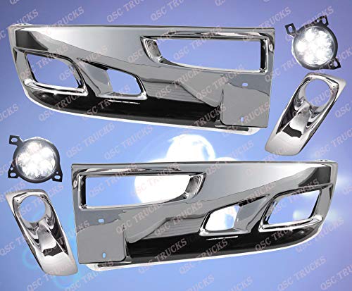 QSC Truck Parts Chrome Bumpers Full LED Fog Light Left & Right Side Bezel for Kenworth T660