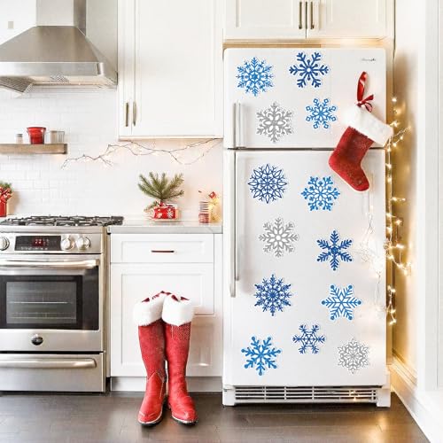 15 imanes decorativos de copo de nieve para refrigerador miniatura 5