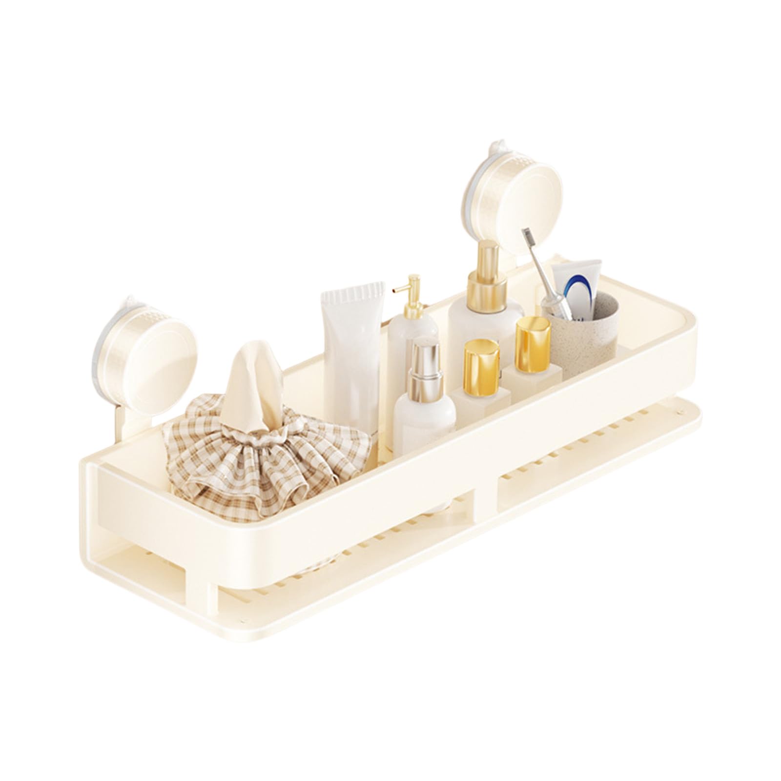 NMFLAB Space Saving Shower Shelf Rust Resistant Shampoo Holder Bathroom Organiser for Renters and Homes Wall Mount Shower Planner