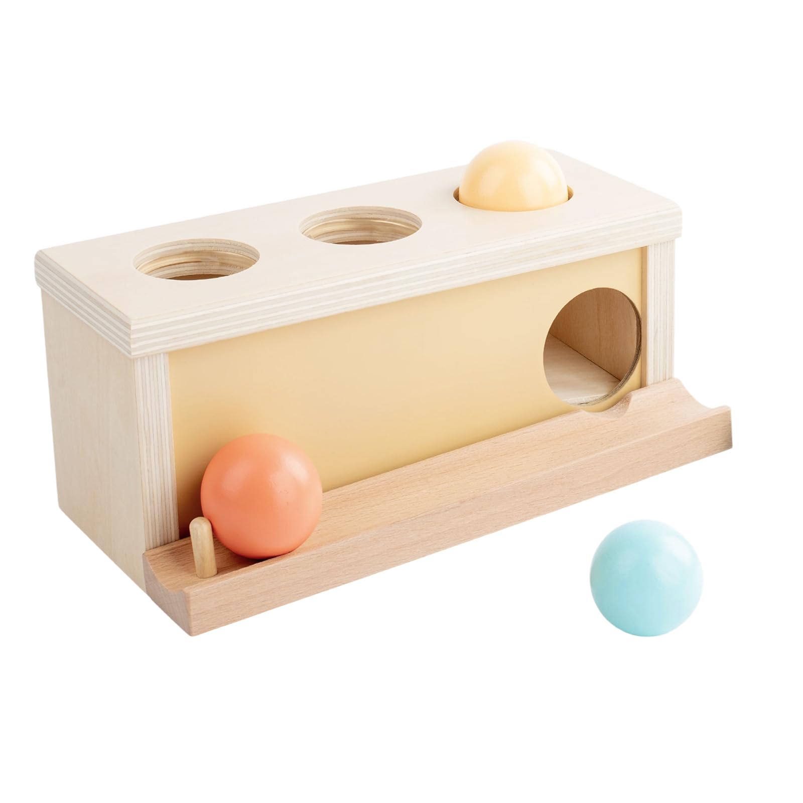 Smartwo Montessori Object Permanence Box for Baby, Wooden Ball Drop Toy for Toddlers 1 2 Year Old, Early Learning Activities, Educational Cause and Effect Game, Gift for Boys Girls 6 9 12 18 Months