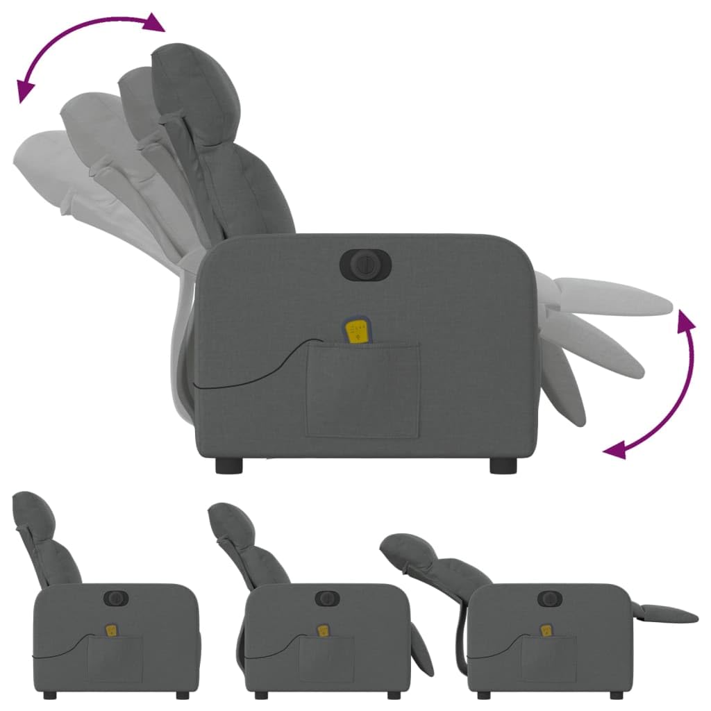 Sedia Massaggiante, Sedile Massaggiante, Poltrone Massaggianti, Poltrone per Anziani, Poltrona Reclinabile Massaggio Elettrica Grigio Scuro Tessuto