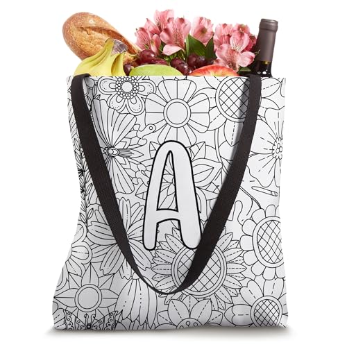 Bolso tote personalizado con monograma A, regalo artesanal para colorear miniatura 4