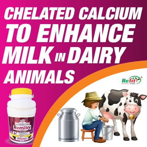 Image of REFIT ANIMAL CARE Chelated Liquid Calcium for Cow, Pig, Goat, Sheep, Horse, Buffalo and Other Dairy Animals, 1 Litre, Remilky Forte