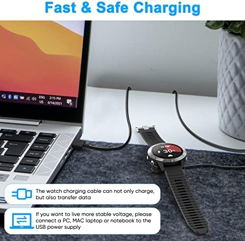 2 Pack 3.3FT/1m Charging Cable Charger for Garmin vivoactive 6 5 4 3,Forerunner 55,255,265,945,965,970,570, Fenix 8 E 7 6 5,Venu 3 3s,epix Gen 2,Instinct 3 2, Upgraded Horizontal Cord for Garmin Watch - 4
