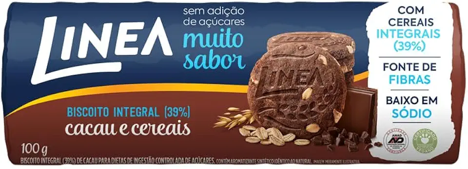 Linea Biscoito Integral Cacau e Cereais 100g