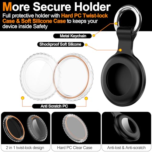 Image of hitfine Case Holder with Keychain IPX8 Waterproof,Shockproof GPS Cover [Anti-Scratch] [PC+Silicone] for Item Finders Case for Pets,Kids,Luggages