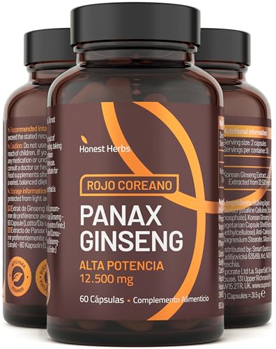 Ginseng Rojo Coreano 12,500 mg Panax Ginseng 60 Cápsulas Vegano