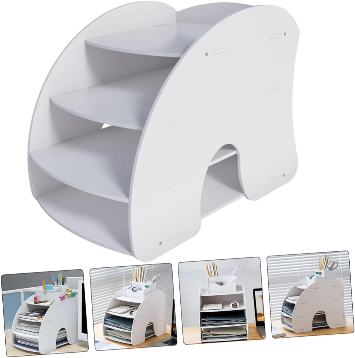 Gadpiparty Multi-Layered Desktop File Organizer Rack Office Document Holder Adjustable Compartments for Efficient Workspace Organization