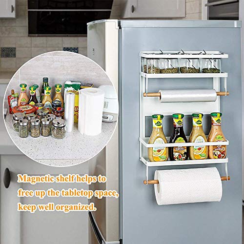 Magnetic Spice Rack,Magnetic Paper Towel Holder Magnetic Shelf Spices Organizer Magnetic Shelves For Kitchen Organization And Storage Kitchen Storage Magnetic Spice Rack For Refrigerator Large White #TOP1