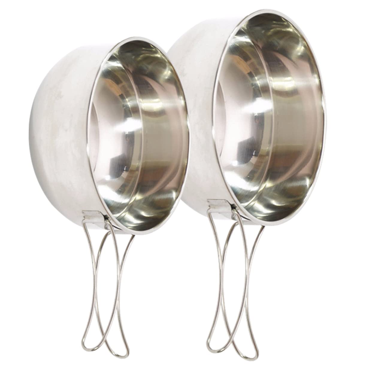 Gogogmee 304 Stainless Steel Camping Bowl Set with Foldable Handles Versatile Outdoor Travel Bowls for BBQ Picnic and Camping Includes and Bowls with Mesh Storage