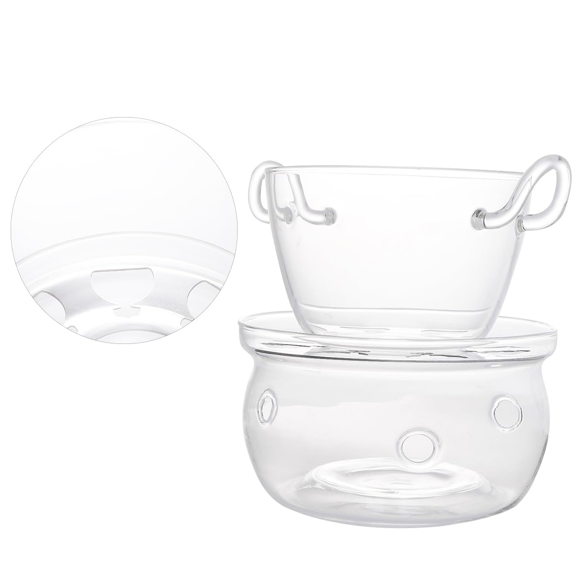 Juego de 1 olla doble para derretir chocolate de vidrio transparente para derretir chocolate, cuenco a prueba de calor para velas de caramelo de mantequilla de queso, 1 juego 8
