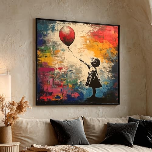 Toile fille au ballon rouge : une affiche d'art urbain pleine d'émotion et de poésie