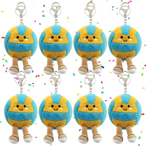 Timisea 8 Pcs Cute Volleyball Stuff Soft Sports Plush Keychain Gift,Volleyball Toys Gifts Soft Sports Balls for Kids Birthday and Volleyball Party Favors Graduation Gifts