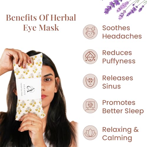 Image of Herbal Eye Mask | ASAVED | Relieve Stress, Headaches & Puffy Eyes | Soothing Hot or Cold Therapy | Made using Flaxseed, Lavender & Rosemary | Aromatherapy | YogNidra