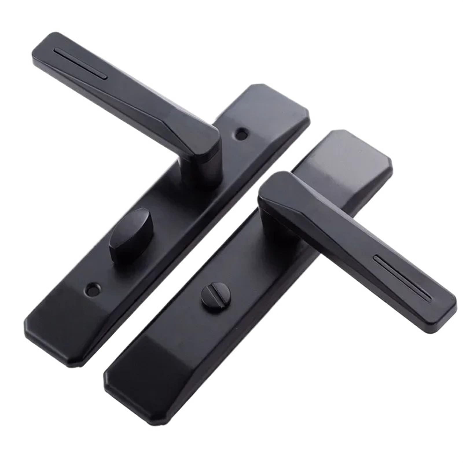 Yshiuol 35 Locking Tab Door Handles Single Tongue Aluminum Alloy Black Silent Door Lock Toilet Universal Bathroom Glass Handle For Home And Office(35 Locking Tab)