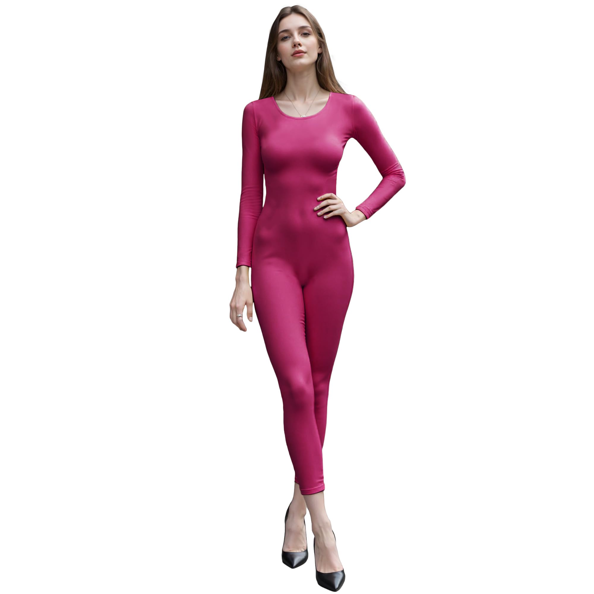 Wildarms Maillot de ballet y gimnasia para mujer - Traje de baile de manga larga y cuello redondo para actuaciones y entrenamientos