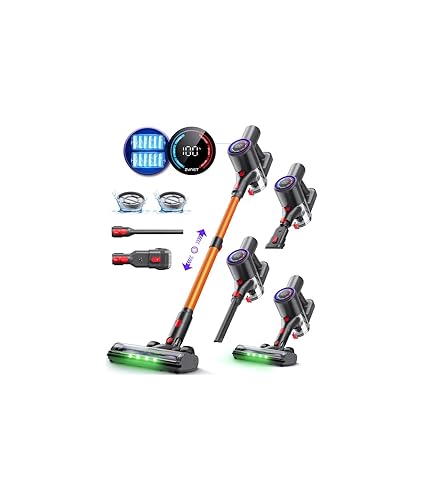 DP2 Aspirapolvere Senza Fili con Doppia Batteria, 45KPa/60Min/500W, Display LED,