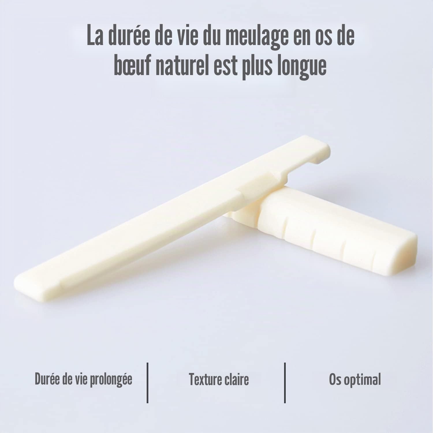 Ensemble de Sillets de Tête et Chevalet en os Véritable est Compatible pour Guitare Acoustique 72/43 mm, Pack de 2