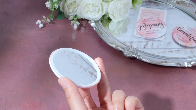 Set 25 espejos compactos redondos rosas para maquillaje miniatura 7