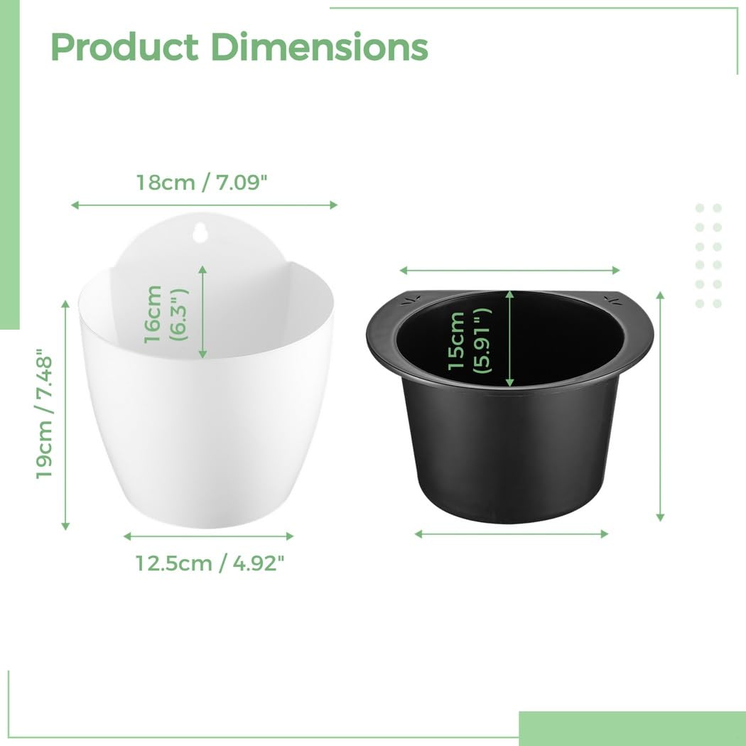 Confezione da 5 vasi da fiori autoirriganti da appendere, irrigazione automatica per giardino, balcone, ufficio, spazi interni ed esterni con ganci
