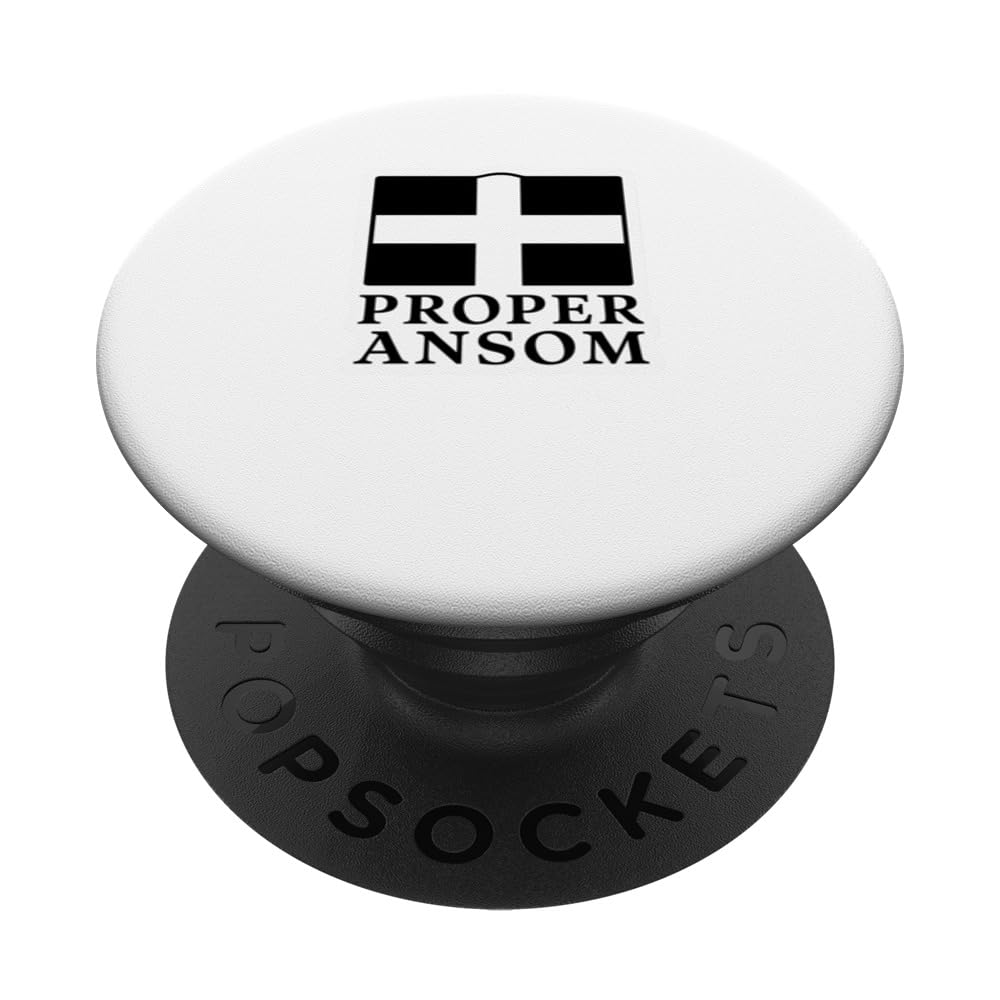 Proper Ansom Cornish Flag Love Cornwall PopSockets Swappable PopGrip, Black