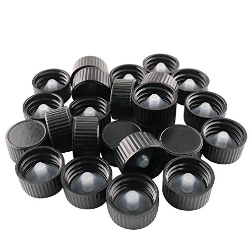 JCBIZ 24pcs Black Boston Bottle Cap 20 Tooth Phenolic Bakelite Lid Polycone Caps (ID 20mm, OD 23mm)