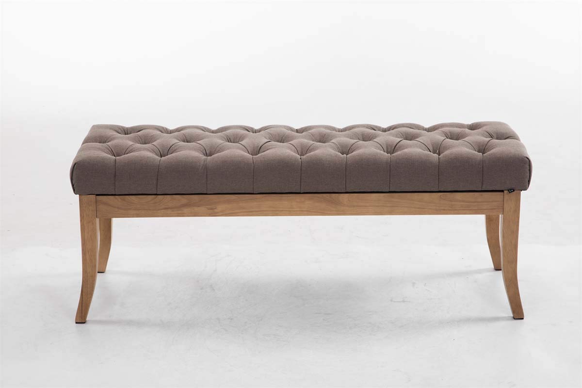 CLP Taburete Pie De Cama Ramses En Tela | Banqueta Altura De Asiento: 46 cm | Banco De Entrada con Base En Madera Clara Antigua I Color:, Color:Gris Pardo, Tamaño:120 cm