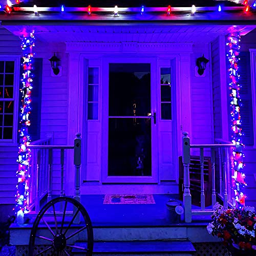 Kemooie 4Th Of July Decorations Lights, 500 Led Red White Blue String Lights, 164Ft 8 Twinkle Modes Plug In Waterproof For Outdoor Patio Balcony Garden Christmas 4Th Of July Decorations #TOP6
