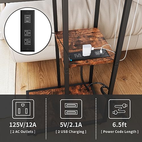 image for Homsorout C Shaped End Table with Charging Station, Stylish C Side Tab