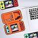 Elonbo Carrying Case for KAVOYI/TEBIYOU/Beico 32 Bit Handheld Games, Portable Arcade Gaming Player Travel Storage Cover, Electronic Video Games Toy Organizer Holder Bag, Black+Inside Orange