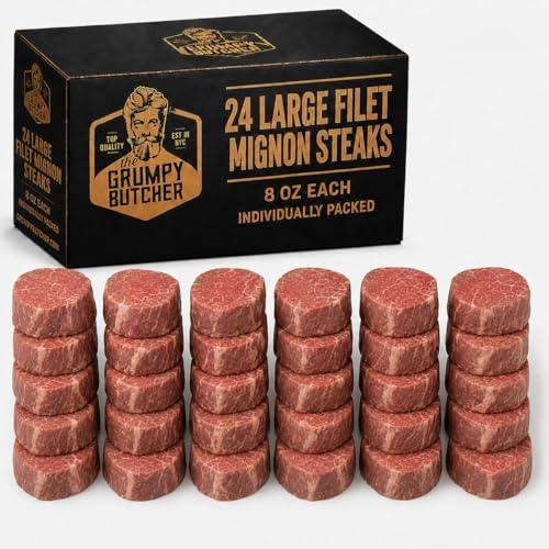 Image of Grumpy Butcher Aged Large Filet Mignon Steaks, 24 Pack, 12 lb Total