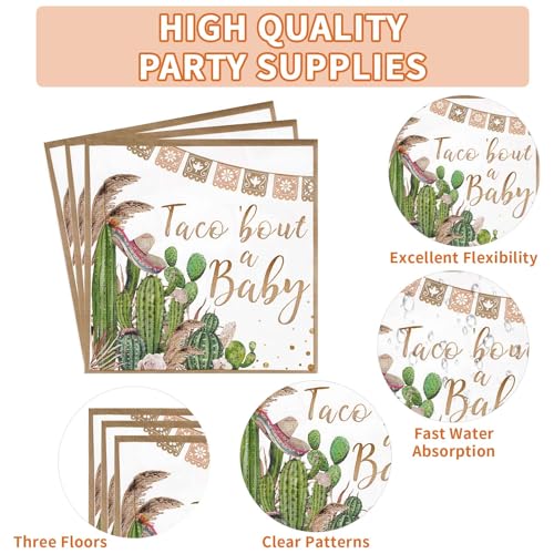 Image of 96Pcs Taco Bout a Baby Shower Party Decorations, Serve 24 | Cactus Baby Shower Plates Napkins Tableware Set Mexican Fiesta Decorations for Cinco De Mayo Gender Reveal Birthday Supplies