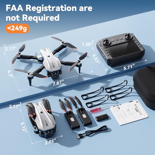 Skyvoyant Drone with Camera - 4.5 inch LCD RC Screen and Brushless Motor Drone for Adults/Kids, Foldable 1080P HD RC quadcopter. Waypoint Fly, Altitude Hold, One Key Take Off/Landing, Gesture Selfie, 3D Flip, Long Flight Time