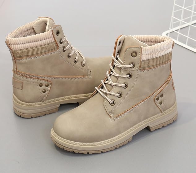 Women's Work Waterproof Hiking Combat Boots Lace up Low Heel Booties Ankle Boots Anti-slip Hiking Boots3