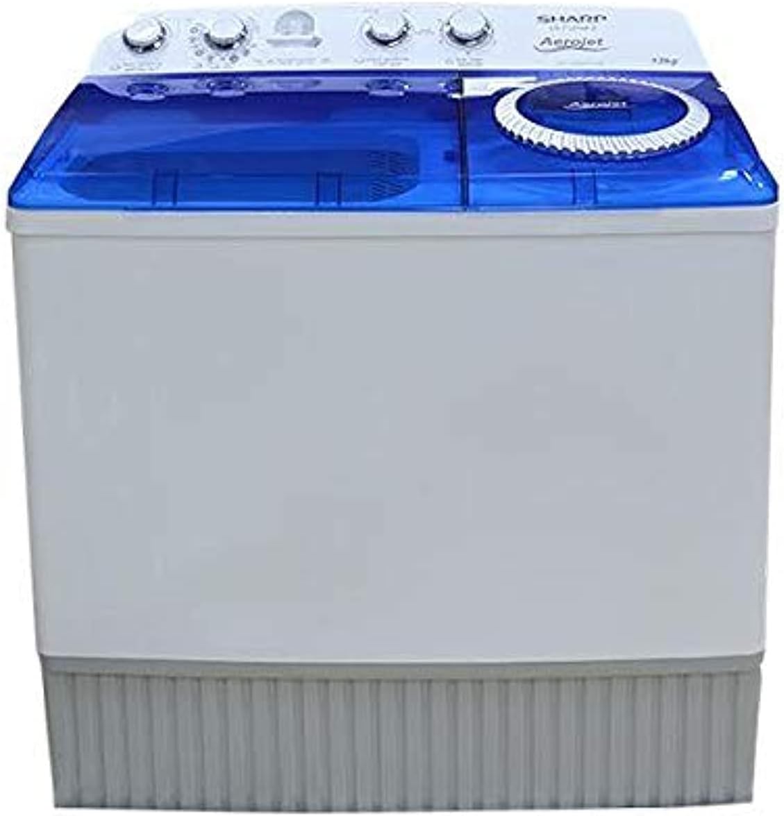 Sharp 12Kg Twin Tub Aerojet Top Load Spin/Dry Semi Automatic Washing Machine White/Blue With Upward Pump Es-T127Ap-Z"Min 1 year manufacturer warranty"