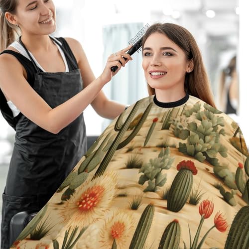Capa de peluquería con estampado cactus y otros patrones miniatura 5