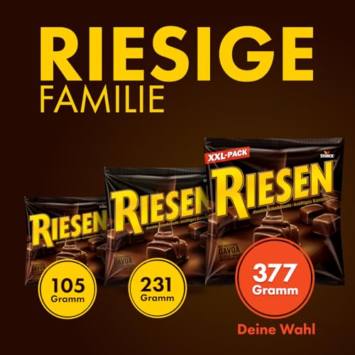 Nährwerttabelle der Riesen Bonbons auf Verpackungsrückseite - Detailansicht von Riesen Schoko-Karamell Bonbons 377g Test...