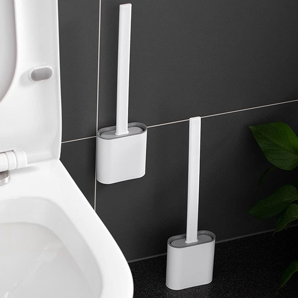 Toilet Brush Holder Wall-mounted Silicone Toilet Brush with Stand Simple Design Toilet Brush Household Bathroom Crevice Brush Cleaning Kit Toilet Brush Toilet Brush Holders
