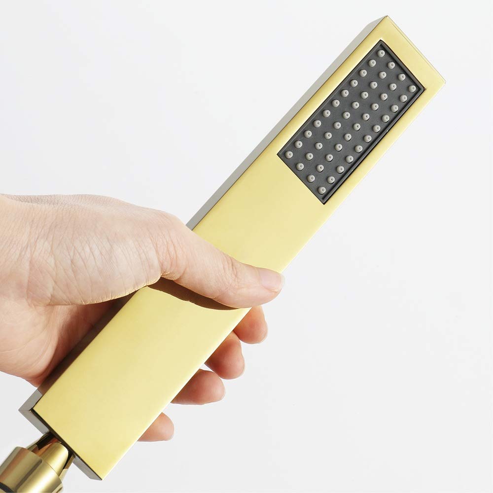 Pommeau de douche carré en laiton, économie d'eau haute pression, douche à main à fonction unique de pluie universelle (taille : or rose) (or rose)