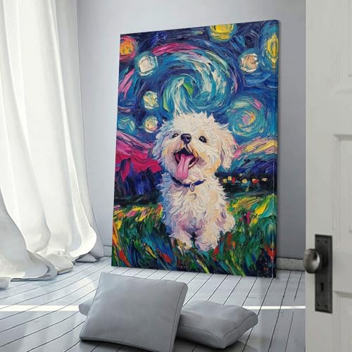 Tableau Bichon Frisé pour chambre ou bureau moderne