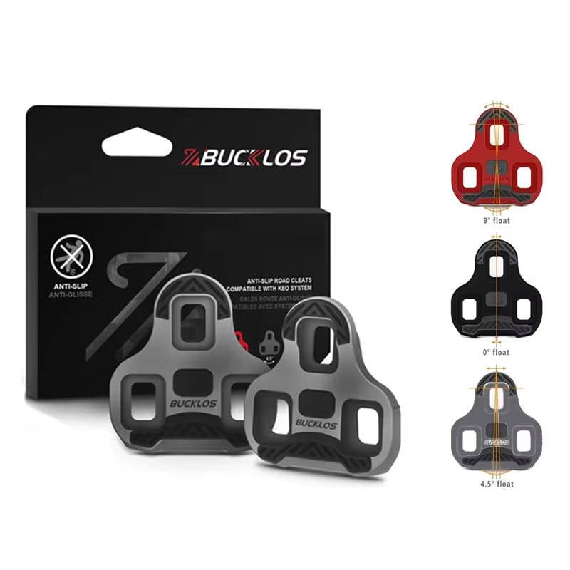 Road Bike Pedal Cleats Compatible with LOOK KEO, Anti-Slip Cycling Cleats Set with Hardware (Grey)