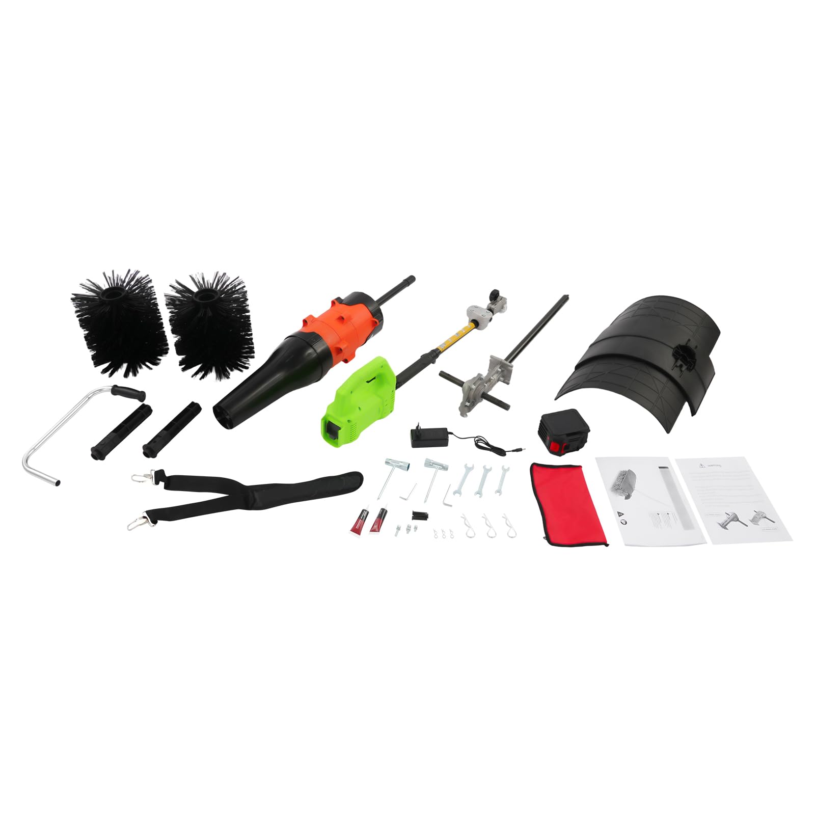 Spazzolino elettrico 2 in 1 con soffiatore, spazzole, batteria al litio e tracolla, spazzaneve portatile per cortile/viali/giardino/rimozione della neve