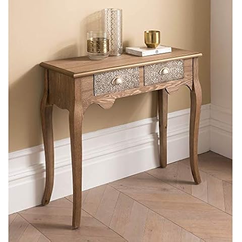 2 Drawer Antique French Style Console Table | Hallway Table | Patterned Drawers Cover
