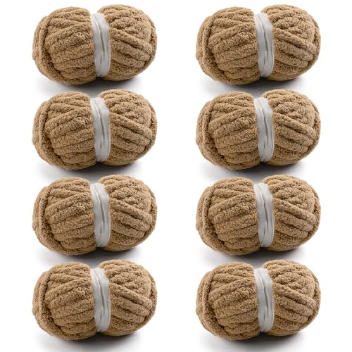 Chunky Yarn for Hand Knitting, Brown Chunky Chenille Yarn for Crocheting