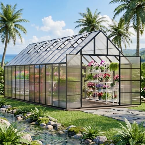 K Knowbody 24x10x10 FT Greenhouse for Outdoors, Large Thicker Aluminum