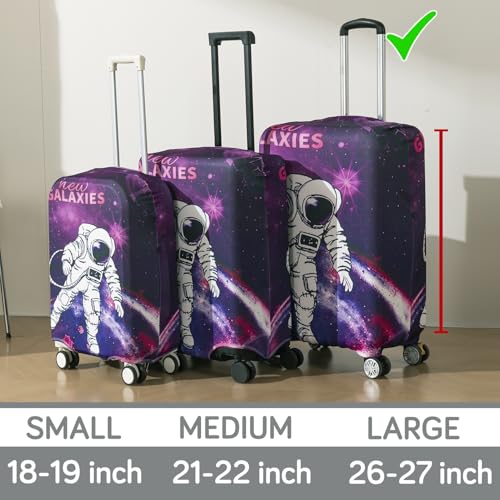 Image of HOKIPO Suitcase Covers for Trolley Suitcase, 220gsm Durable and Washable, Large (26-27inch) - Galaxy Explorer (AR-6345-D11)