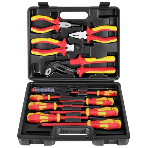 BILITOOLS Insulated Screwdriver & Pliers Set, 1000V Electrical Tools for Electrician Magnetic Phillips Slotted Pozidriv Tips